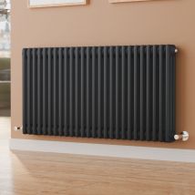 S'afielina - Traditional Radiator Triple Column Anthracite Horizontal Cast Iron Style Central Heating Radiator 600x1200mm