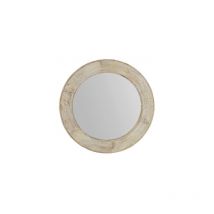 Urban Deco - Sahara Mango Wood Wall Mirror, Hand Carved Indian Wood in White Washed Finish - Round 109cm - White Wash