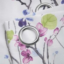 Alan Symonds - Sakura Blossom Blockout Curtains Multi Multi 66x90 Eyelet Header Thermally Efficient Curtain Pair - Multi