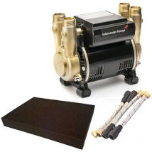 Salamander Pumps - Salamander ctforce 15PT 1.5 Bar Brass Twin Impeller Shower Pump & Hoses & Mat