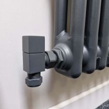 Lux Heat - Angled Anthracite Grey Square Manual Valve Set