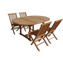 Salento - ensemble table ovale de jardin et chaises en teck - Ensemble table de jardin et chaises - 1AND4