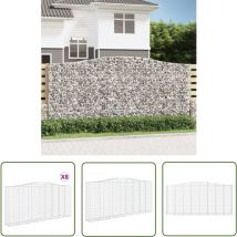The Living Store Paniers à gabions arqués 8 pcs 400x50x180/200 cm Fer galvanisé - Panier Gabion - Mur Gabion - Clôture Gabion - Décoration Jardin