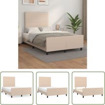 Kalisse - The Living Store Cadre de lit sans matelas cappuccino 120x200 cm similicuir - Cadre De Lit - Lit Double - Lit Capitonné - Tête De Lit