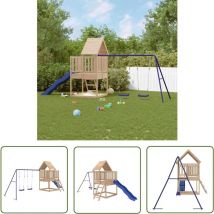 The Living Store Aire de jeux d'extérieur bois de pin massif - Jeux D'extérieurs - Aire De Jeux - Jardin Enfant - Jouet Extérieur - Toboggan