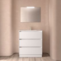 Badezimmermöbel Noja 800 3 Schubladen White Satin + Waschtisch