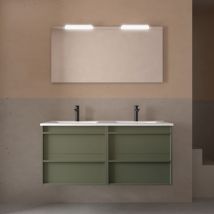 Salgar - Komplett-Set attila 1200 4 Schubladen green satin + Waschtisch + Spiegel + Leuchte - Green Satin