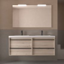 Salgar - Komplett-Set attila 1400 4 Schubladen natural + Waschtisch + Spiegel + Leuchte - Natural