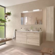 Komplett-set Optimus 1200 Natural + Waschtisch + Spiegel + Leuchte
