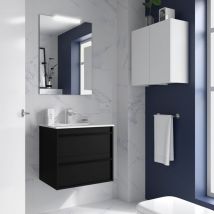 Salgar Möbel + Waschbecken Attila 600 2 Schubladen Black Satin