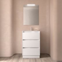 Salgar - Noja Komplett-Set 600 3 Schubladen white satin + Waschtisch + Spiegel + Leuchte
