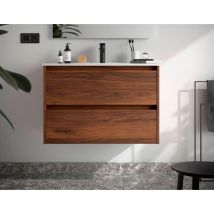 Salgar - Noja Unterschrank 800 2 Schubladen + Waschbecken Nussbaum