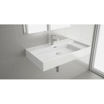 Salgar Waschtisch VENETO 810 mit vertiefter Ablage Porzellan weiß ohne Siphon und Clickerabfluss 810 x 120 x 460 mm