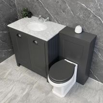 Salisbury Traditional 1300mm Dark Grey Vanity Set Inc Toilet & Marble Worktop, With Tap - Dark Grey