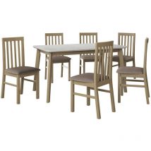 Mobilier1 - Salle à manger complète Victorville 267, Sonoma chêne, 75x80x140cm, Diamètre: 0, Nombre de places: 4, Style: Contemporary