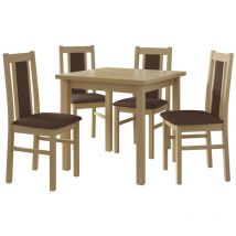 Mobilier1 - Salle à manger complète Victorville 310, Sonoma chêne, 78x80x80cm, Diamètre: 0, Nombre de places: 4, Style: Contemporary