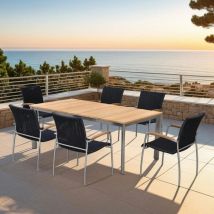 Salle à manger de jardin 6 personnes en teck massif