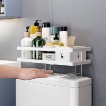 Étagère de Rangement Salle de Bain au-Dessus des Toilettes - Économiseur d'Espace Blanc
