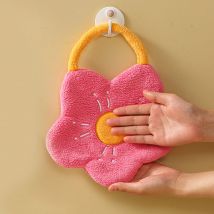 Salle de bain et wc Accessoires de salle de bain Sèche mains Essuie-mains (2641),Serviette Double couche en molleton de corail en forme de fleur,