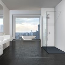 Aquae Line - Receveur De Douche Résine Anthracite 80x120, Kristal