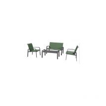 Elyn Lounge mit 4 Aluminiumstützen und olivgrauem Texaline - b. 64 x t. 31 x h. 116 cm