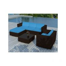 Salon de jardin design bas chocolat 5 personnes Delorm 5 au choix [ - ] Bleu