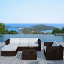 Salon de jardin design bas chocolat 5 personnes Delorm 5 au choix [ - ] Blanc