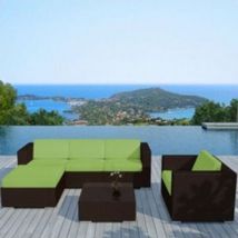 Salon de jardin design bas chocolat 5 personnes DELORM - 5 au choix [ - ] Vert