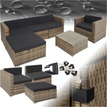 Salon bas de jardin MILAN 5 places - marron naturel