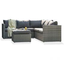 BONHEUR - Salotto da giardino 5 posti in resina intrecciata grigia - DCB GARDEN