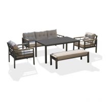 Salon de jardin - Gris Anthracite - Aluminium - 6 places - cayenne Dcb Garden