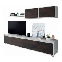 Mobimarket - Salón Alida Blanco Artik (Blanco Mate) - Óxido 200cm (ancho) x 43cm (alto)