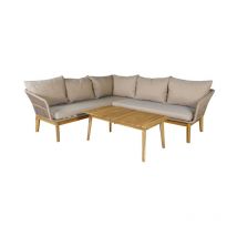 Salon d'Angle de Jardin en Bois 'Chania' 210cm Beige