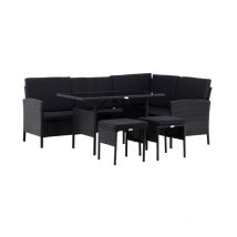 Salon d'Angle de Jardin 'Knock' 145cm Noir