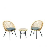 Concept-usine - ipanema - Salon de jardin avec 2 fauteuils et table basse beige en corde