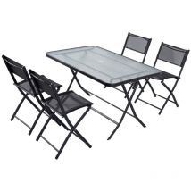 Concept-usine - mahon - Ensemble table de jardin en verre trempé et 4 chaises