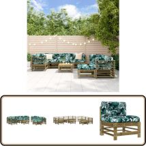 Salon de jardin 10 pcs avec coussins bois de pin imprégné - Salon De Jardin - Mobilier De Jardin - Ensemble Salon - Meubles De Jardin - Set Salon De