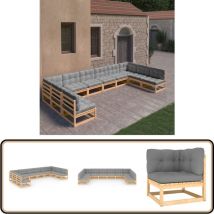 Salon de jardin 10 pcs avec coussins Bois de pin massif - Salon De Jardin - Mobilier De Jardin - Meubles De Jardin - Set De Salon De Jardin - Salon