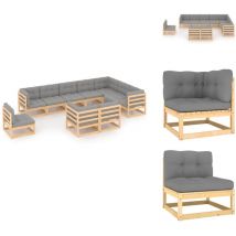 Salon de jardin 10 pcs avec coussins Bois de pin massif - Salon De Jardin - Mobilier De Jardin - Meubles De Jardin - Set De Salon De Jardin - Salon