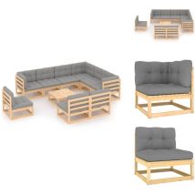 Salon de jardin 10 pcs avec coussins Bois de pin massif - Salon De Jardin - Mobilier De Jardin - Meubles De Jardin - Set De Salon De Jardin - Salon