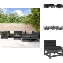 Salon de jardin 10 pcs avec coussins gris bois massif - Salon De Jardin - Mobilier De Jardin - Ensemble Salon - Meubles De Jardin - Set Salon