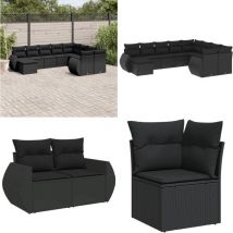 Salon de jardin 10 pcs avec coussins noir résine tressée - Canapé De Jardin - Salon De Jardin - Mobilier De Jardin - Set De Salon De Jardin - Résine