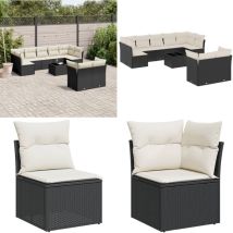 Salon de jardin 10 pcs avec coussins noir résine tressée - Ensemble Salon De Jardin - Meuble De Jardin - Salon De Jardin Design - Mobilier De Jardin