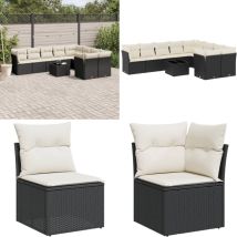 Salon de jardin 10 pcs avec coussins noir résine tressée - Ensemble Salon De Jardin - Meuble De Jardin - Salon De Jardin Design - Mobilier De Jardin