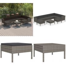 Salon de jardin 10 pcs avec coussins Résine tressée Gris - Salon De Jardin - Mobilier De Jardin - Meubles De Jardin - Set De Salon De Jardin - Salon