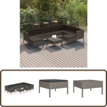 Salon de jardin 10 pcs avec coussins Résine tressée Gris - Salon De Jardin - Mobilier De Jardin - Meubles De Jardin - Set De Salon De Jardin - Salon