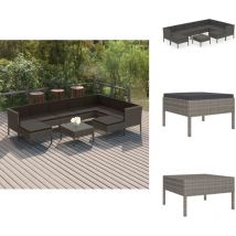 Salon de jardin 10 pcs avec coussins Résine tressée Gris - Salon De Jardin - Mobilier De Jardin - Meubles De Jardin - Set De Salon De Jardin - Salon