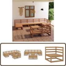 Salon de jardin 10 pcs bois de pin massif - Salon De Jardin - Mobilier De Jardin - Ensemble Salon De Jardin - Salon De Jardin En Bois - Salon De