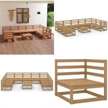 Salon de jardin 10 pcs bois de pin massif - Salon De Jardin - Mobilier De Jardin - Ensemble Salon De Jardin - Salon De Jardin En Bois - Salon De