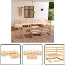 Maison Chic - The Living Store Salon de jardin 10 pcs bois de pin massif - Salon De Jardin - Mobilier De Jardin - Meubles De Jardin - Set De Salon De